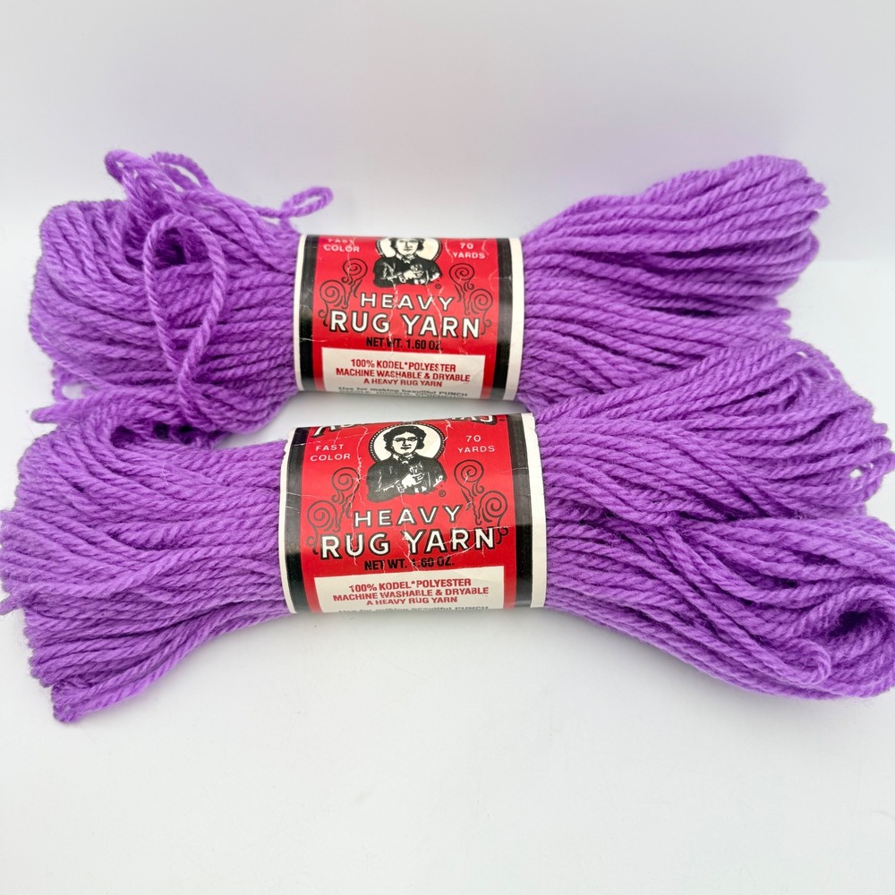 Vintage Aunt Lydia's Heavy Rug Yarn 2 Skeins Lilac 010 70 Yards Each 235A Purple